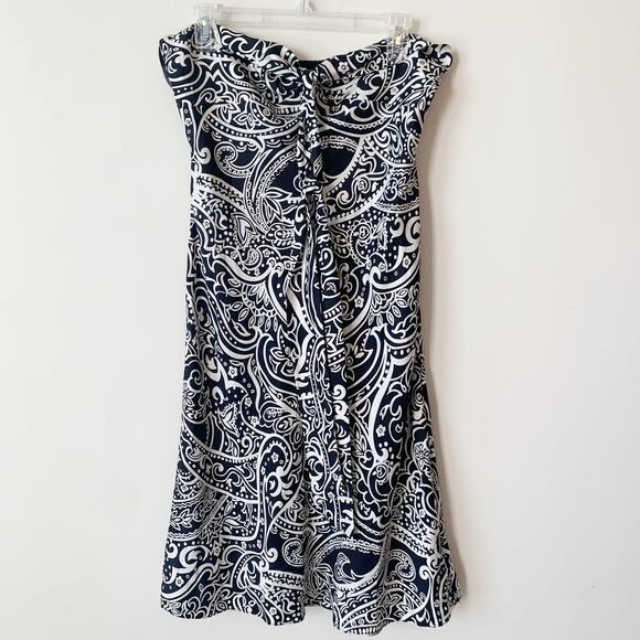 100% Silk Dress Laundry by Shelli Segal Size 10 Petite Strapless A-Line Paisley - Picture 1 of 5